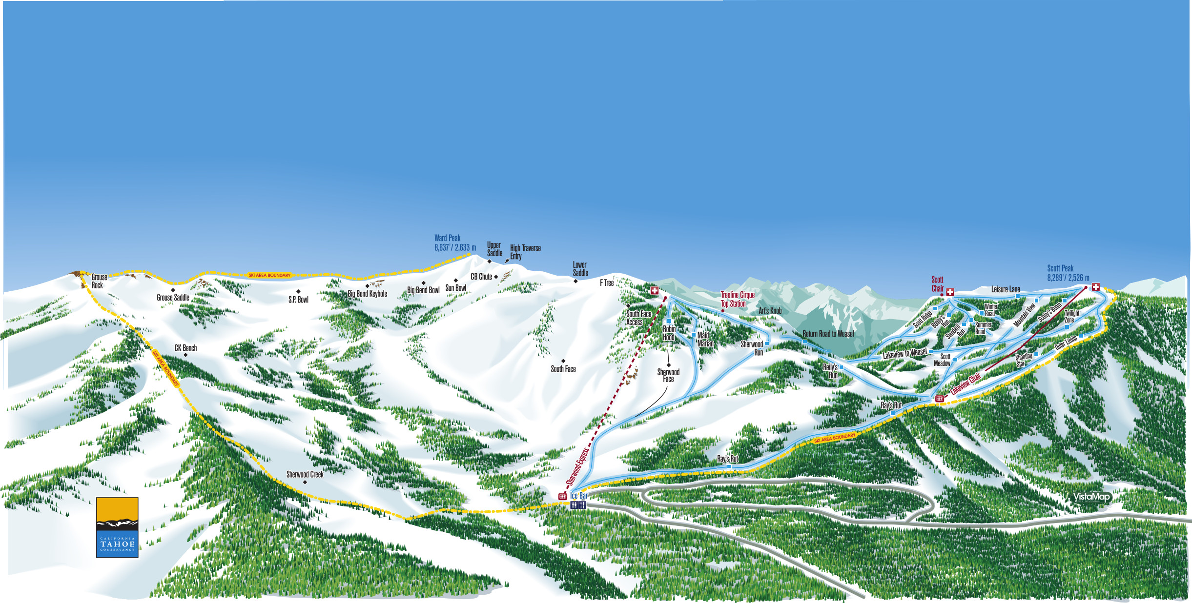 Full Size Piste Map For Alpine Meadows