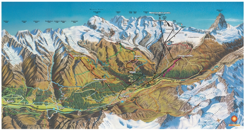 Piste map for Zermatt