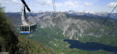 lake bohinj, cable car going up to vogel ski resort
