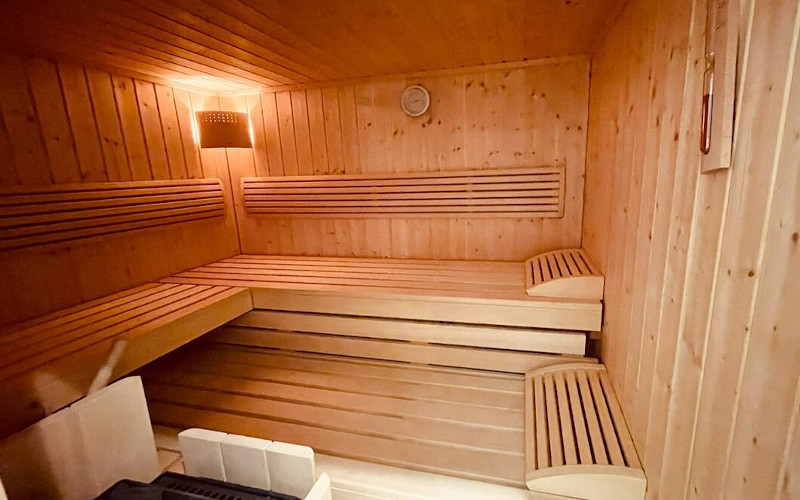 shared sauna at an apartment in flims switzerland