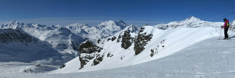 skiing on a steep slope in val d'isere