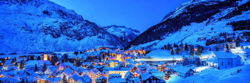 andermatt ski resort at night