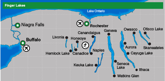 finger lakes map, new york state