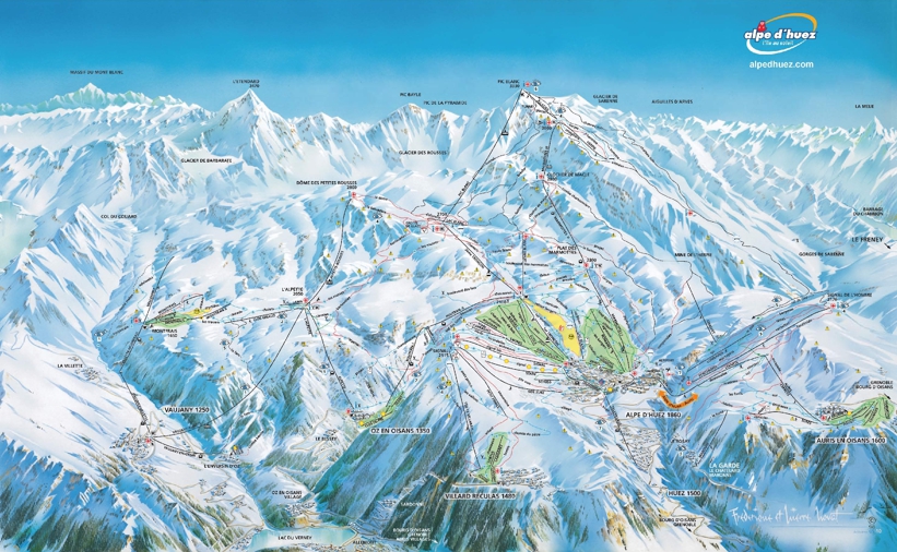 Piste map for Alpe d'Huez