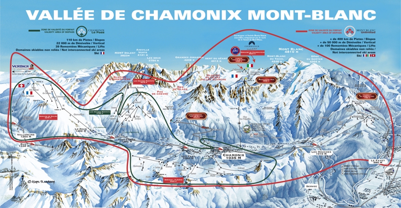 Piste map for Argentiere