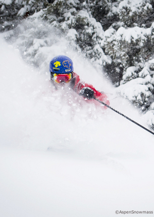 back-country off-piste skiing on Aspen Mountain