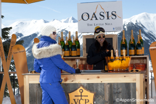 champagne bar on the slopes at Aspen ski resort
