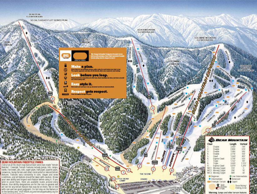 Piste map for Bear Mountain