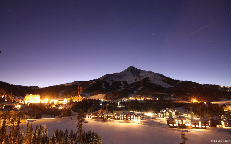 big-sky ski resort at night lone mountain mountain, montana