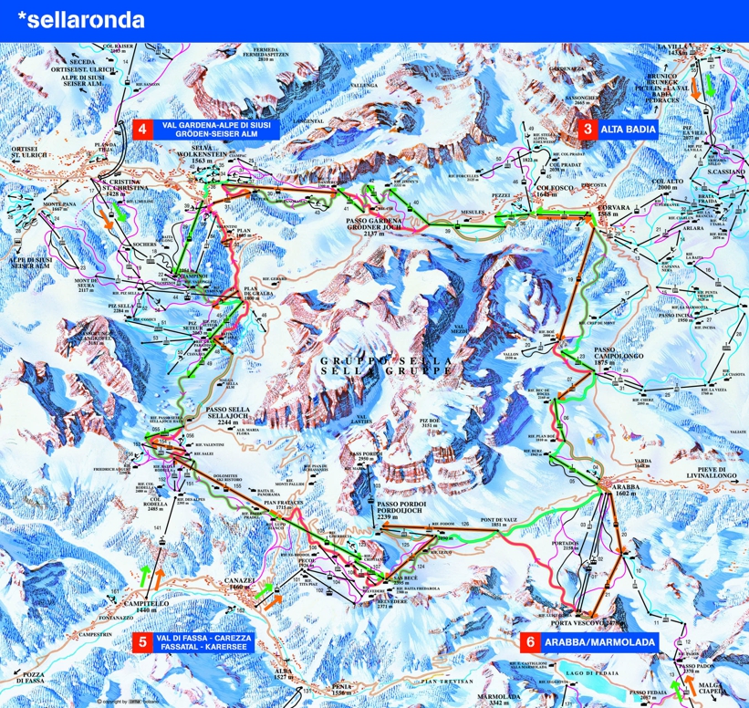 Piste map for Canazei