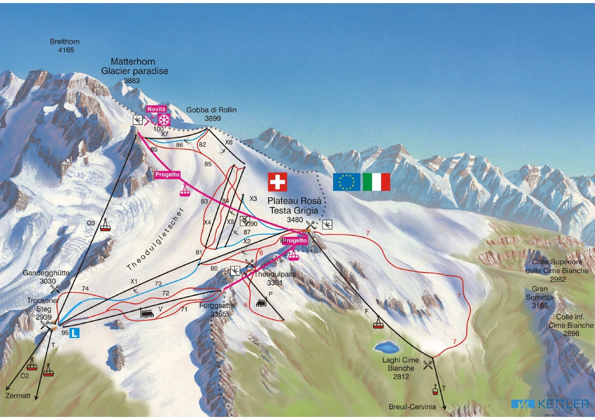 Full Size Piste Map For Cervinia Full Size Piste Map For Cervinia