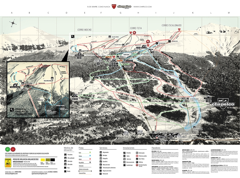 Piste map for Chapelco