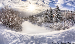 frozen river and snow at park city mountain ski resort