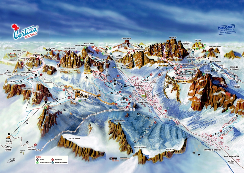 Cortina Piste Map | Ski Area & Trail Map Cortina, Dolomiti Superski ...