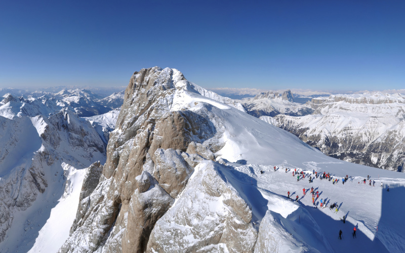 Skiing on the Marmolada, Dolomites marmolada off-piste skiing