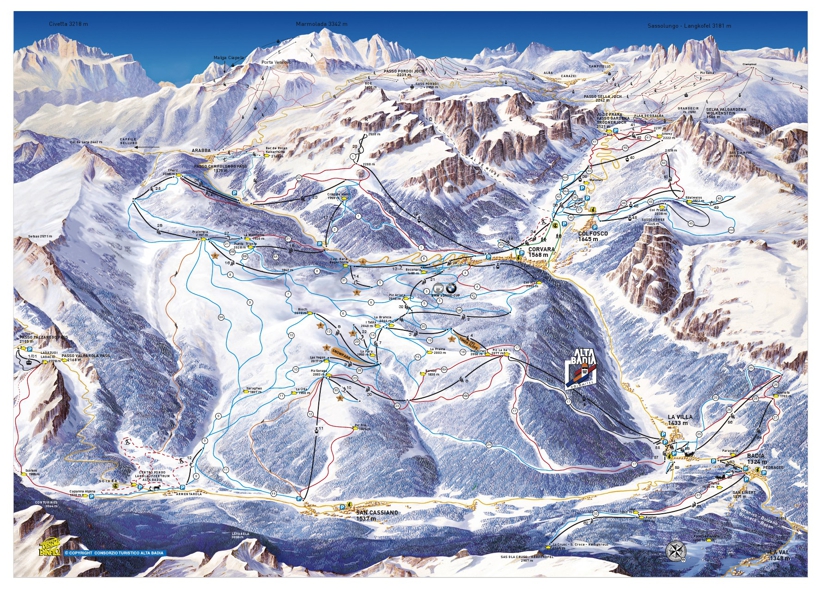 Corvara Piste Map | Ski Area & Sella Ronda Trail Map - Mychaletfinder