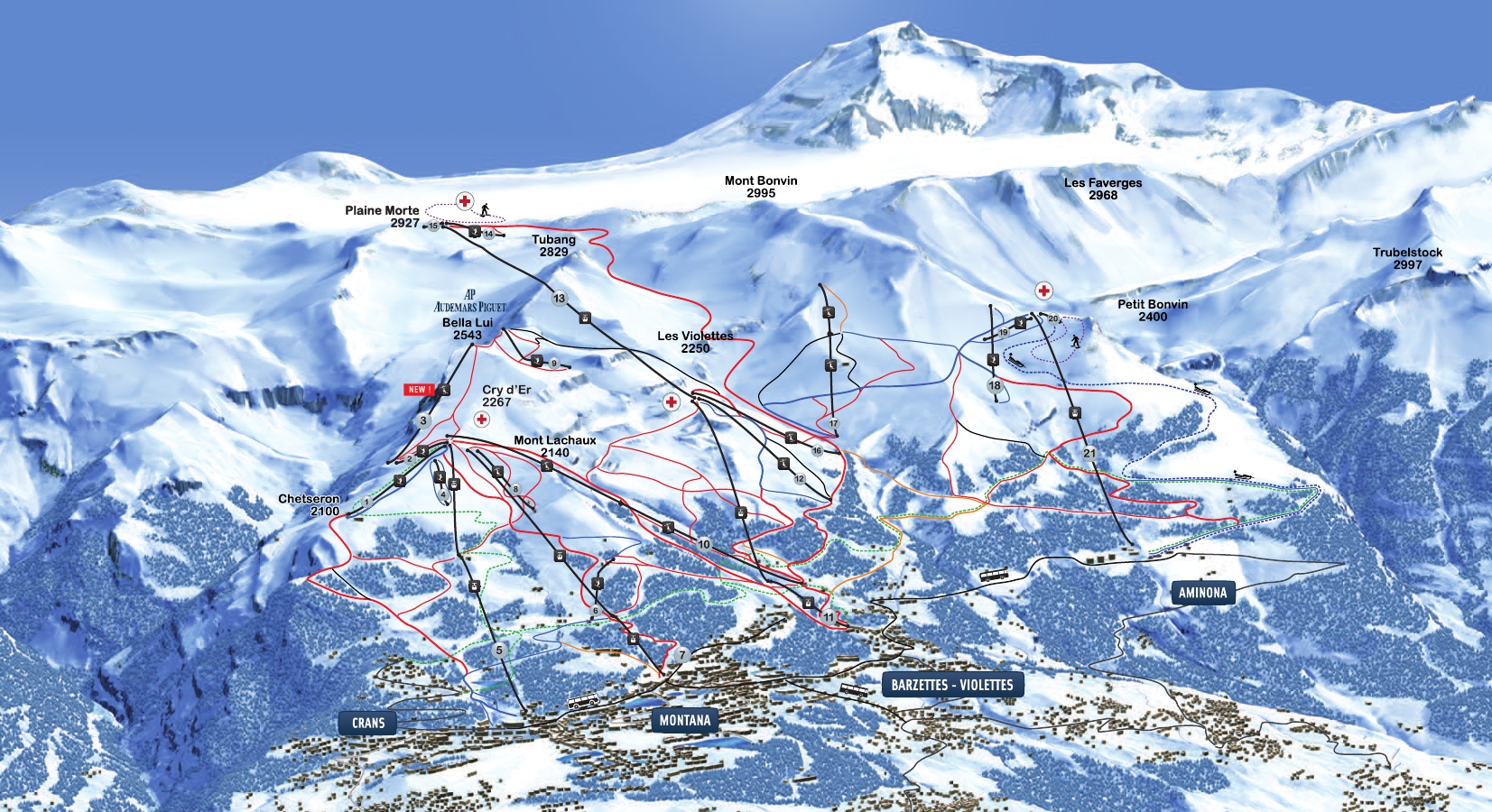 Full Size Piste Map For Crans Montana   Crans Montana Piste Map 