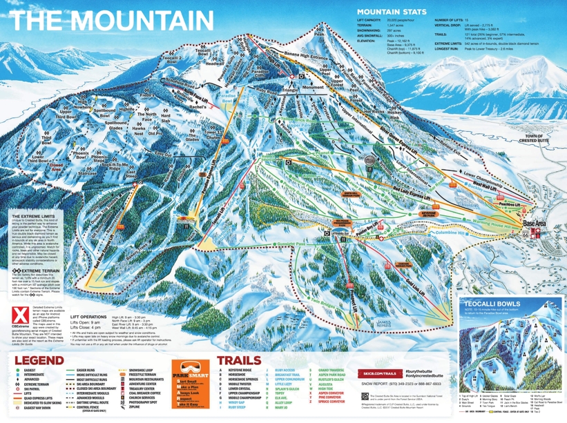 Crested Butte Trail Map Crested Butte Piste & Ski Area Map