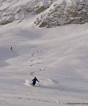 free riding in deep powder at fernie ski resort
