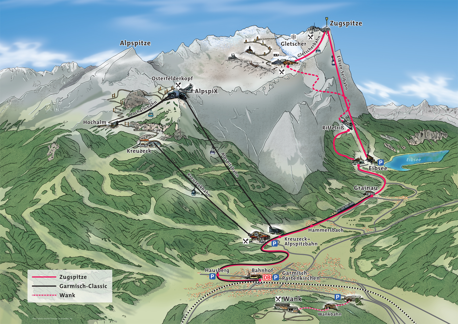 Full size piste map for Garmisch