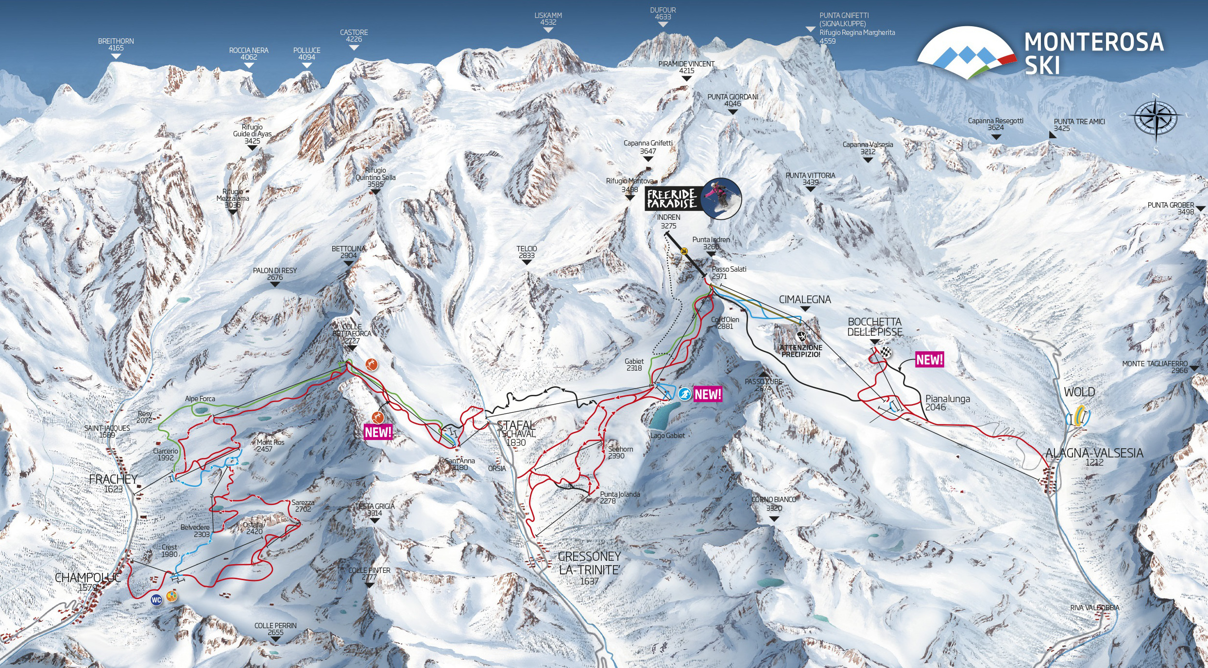 Full size piste map for Gressoney-La-Trinite