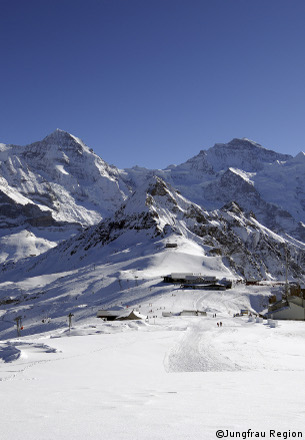 view of the jungfrau mountain peaks