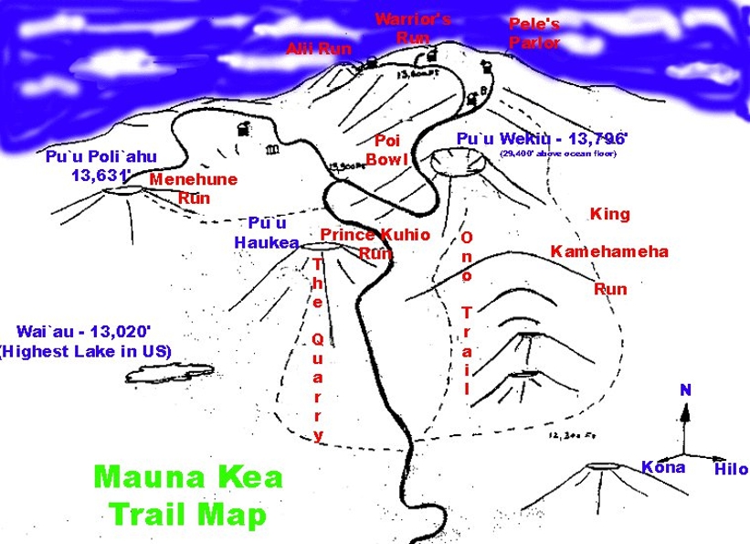 Piste map for Hawaii Mauna Kea