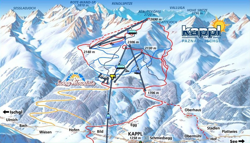 Kappl Piste Map Skiing In Kappl And Paznaun Valley Piste Map