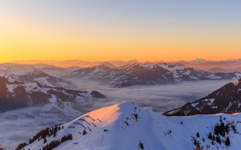 ski touring in deep powder snow in kitzbuhel