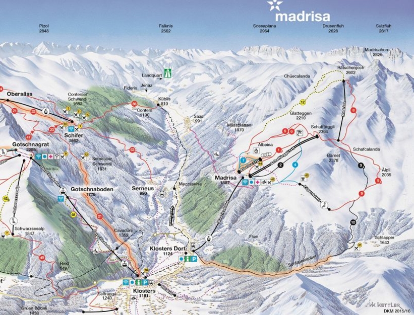 Piste map for Klosters