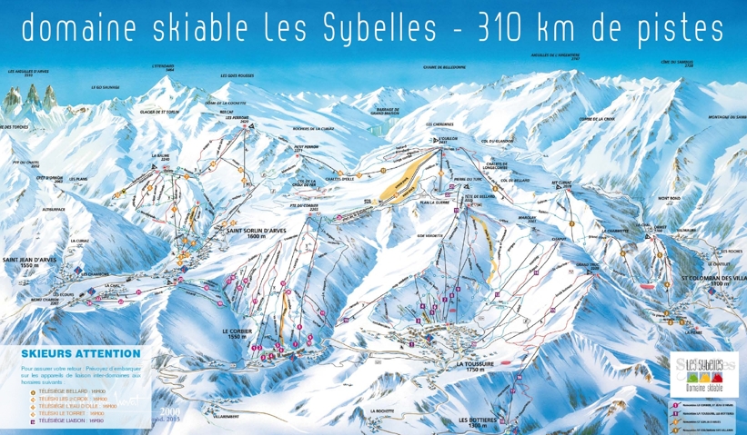 Piste map for La Toussuire