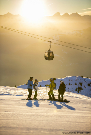 flims ski holidays, sunset on the slopes 