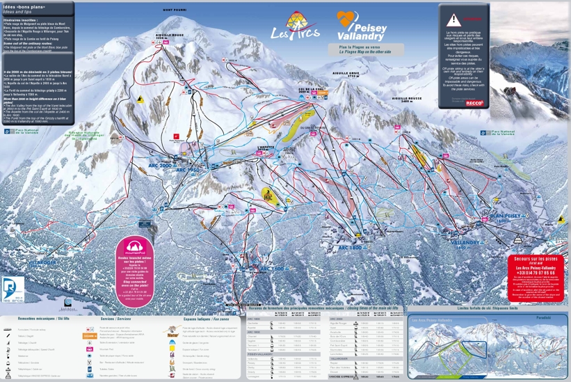 Les Arcs Piste Map | Ski Area & Trail Map Les Arcs, Paradiski ...