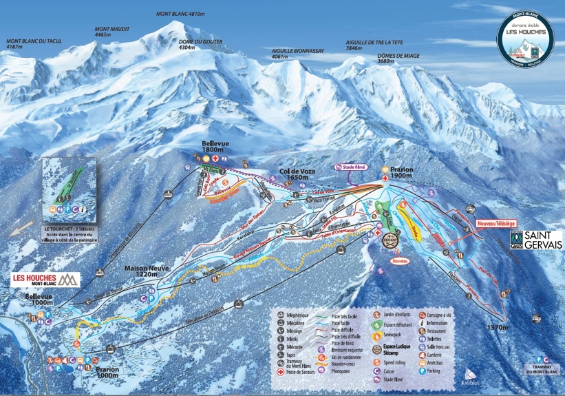 Piste map for Les Houches