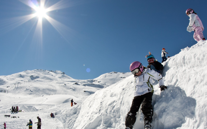 madesimo ski resort children playing in the sun