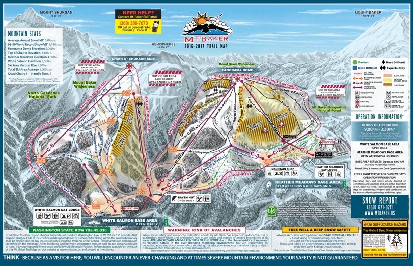 Piste map for Mt Baker Glacier