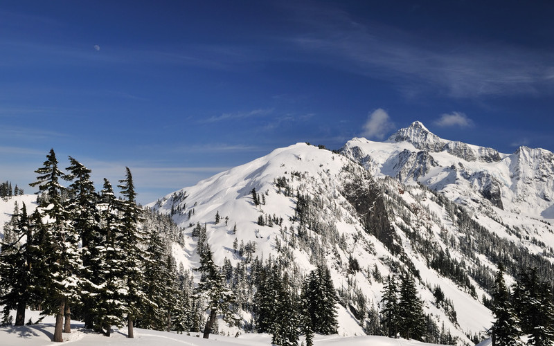 Mount Baker covered in snow