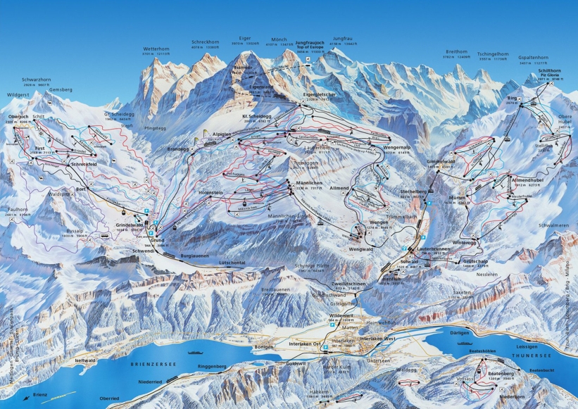 Jungfrau Region Murren Piste Map 1 