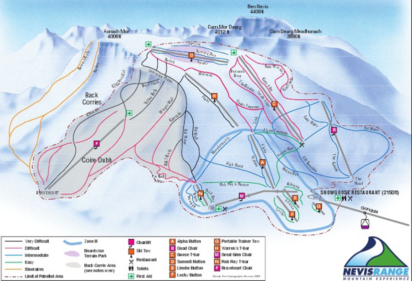 Piste map for Nevis Range