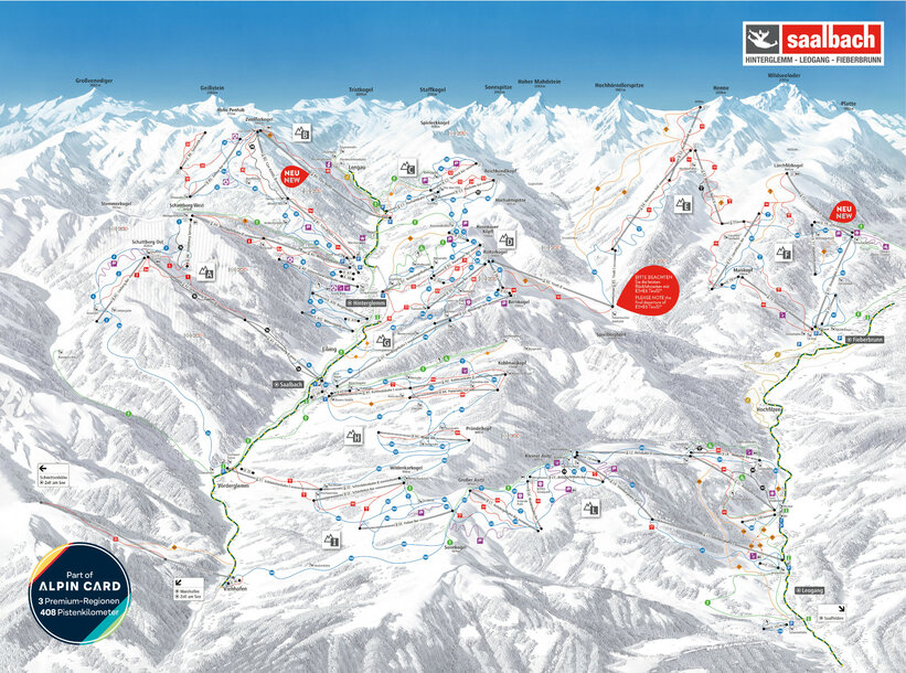 Piste map for Saalbach - Hinterglemm