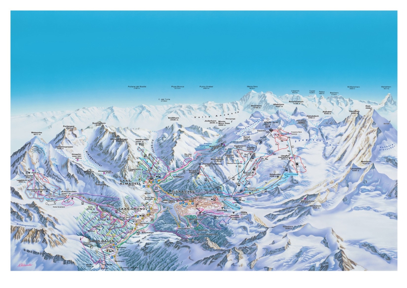 Piste map for Saas-Fee