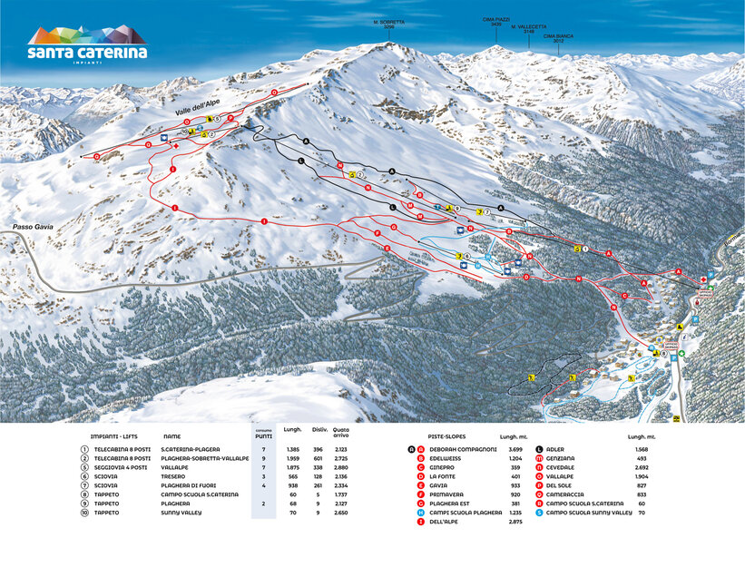 Piste map for Santa Caterina