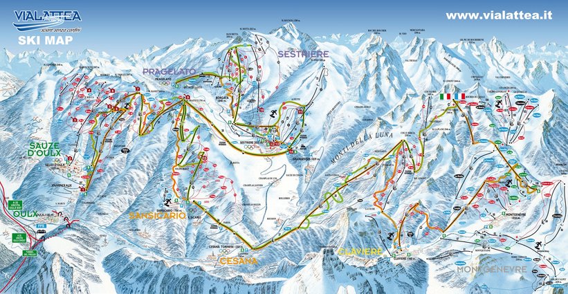 Piste map for Sauze d'Oulx