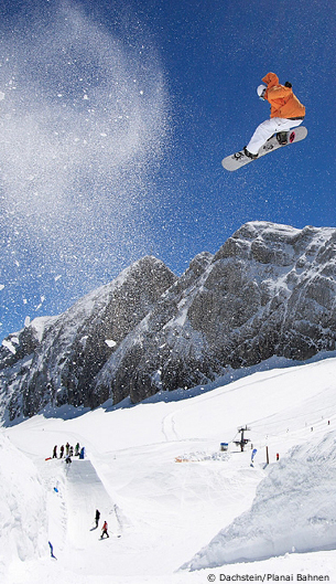 snow boarding off the dachstein glacier