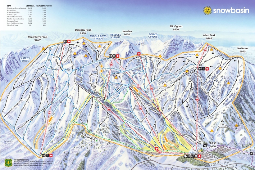 Piste map for Snowbasin