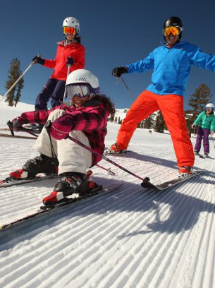 family skiing alpine meadows ski resort