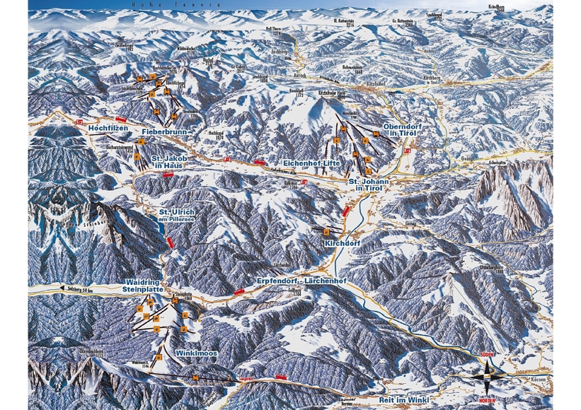 St Johann in Tirol Piste Map | Ski Area Mao of St Johann in Tirol ...