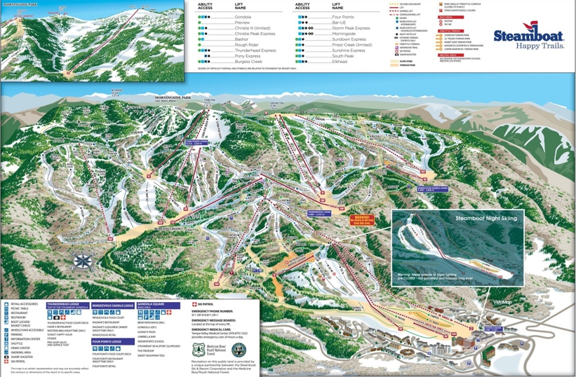 Piste map for Steamboat 