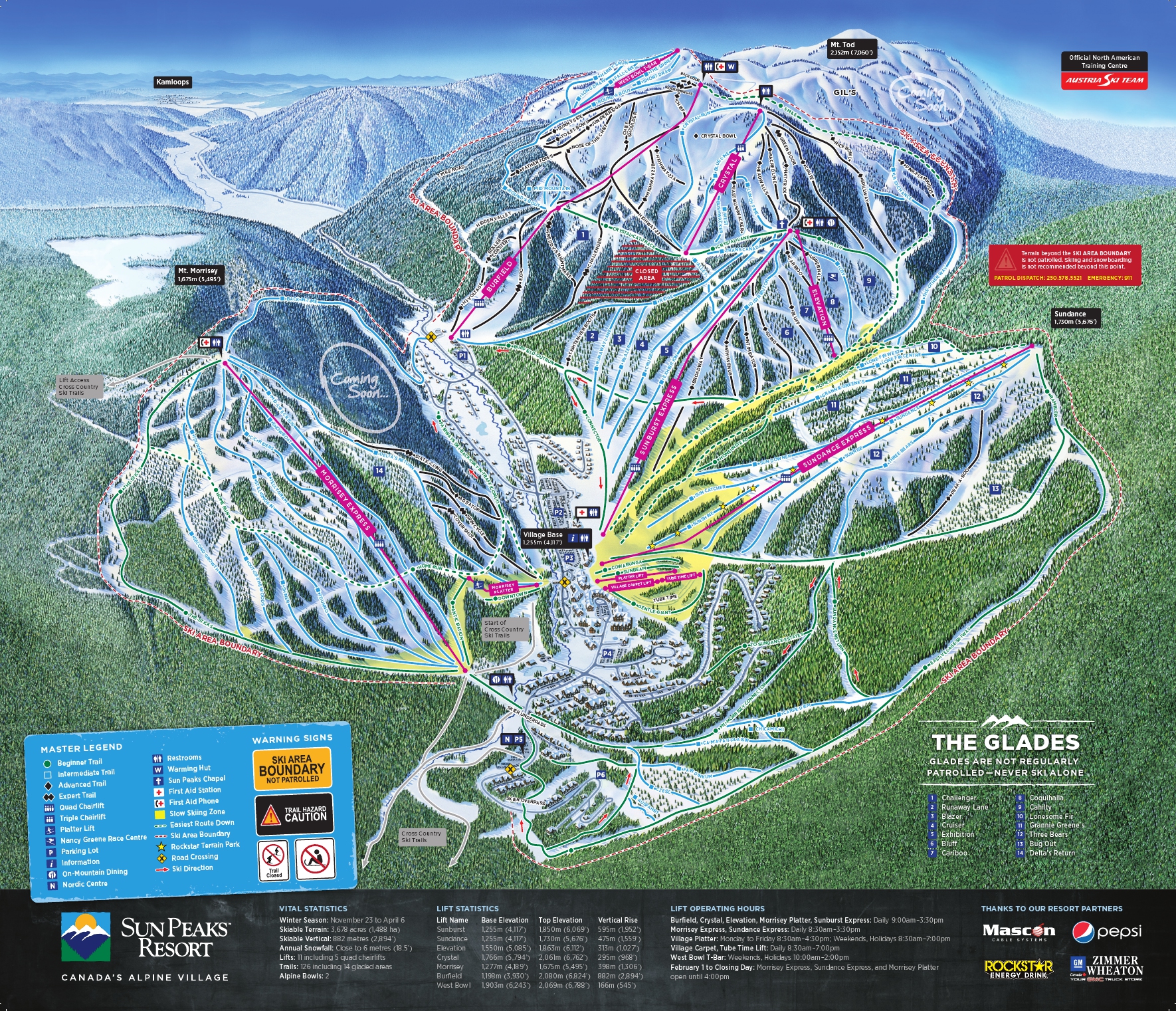 Full Size Piste Map For Sun Peaks 917