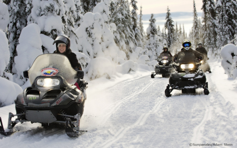 sun peaks snowmobile safari, british columbia, canada